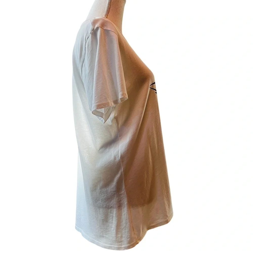 Lauren Moshi White Tee with Black Star and Lightning Bolt Size XL